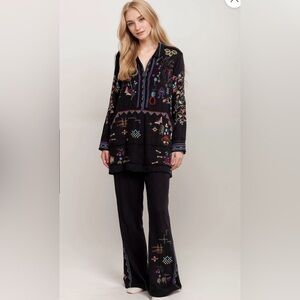 Johnny Was Black Embroidered Women's Pantsuit